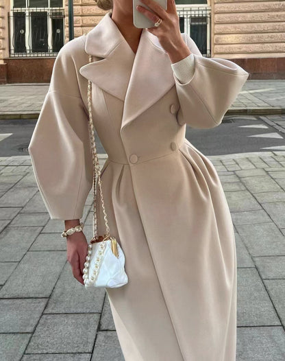 Women’s Vintage Lantern Sleeve Jacket – Oversized Lapel Collar Elegant Casual Coat