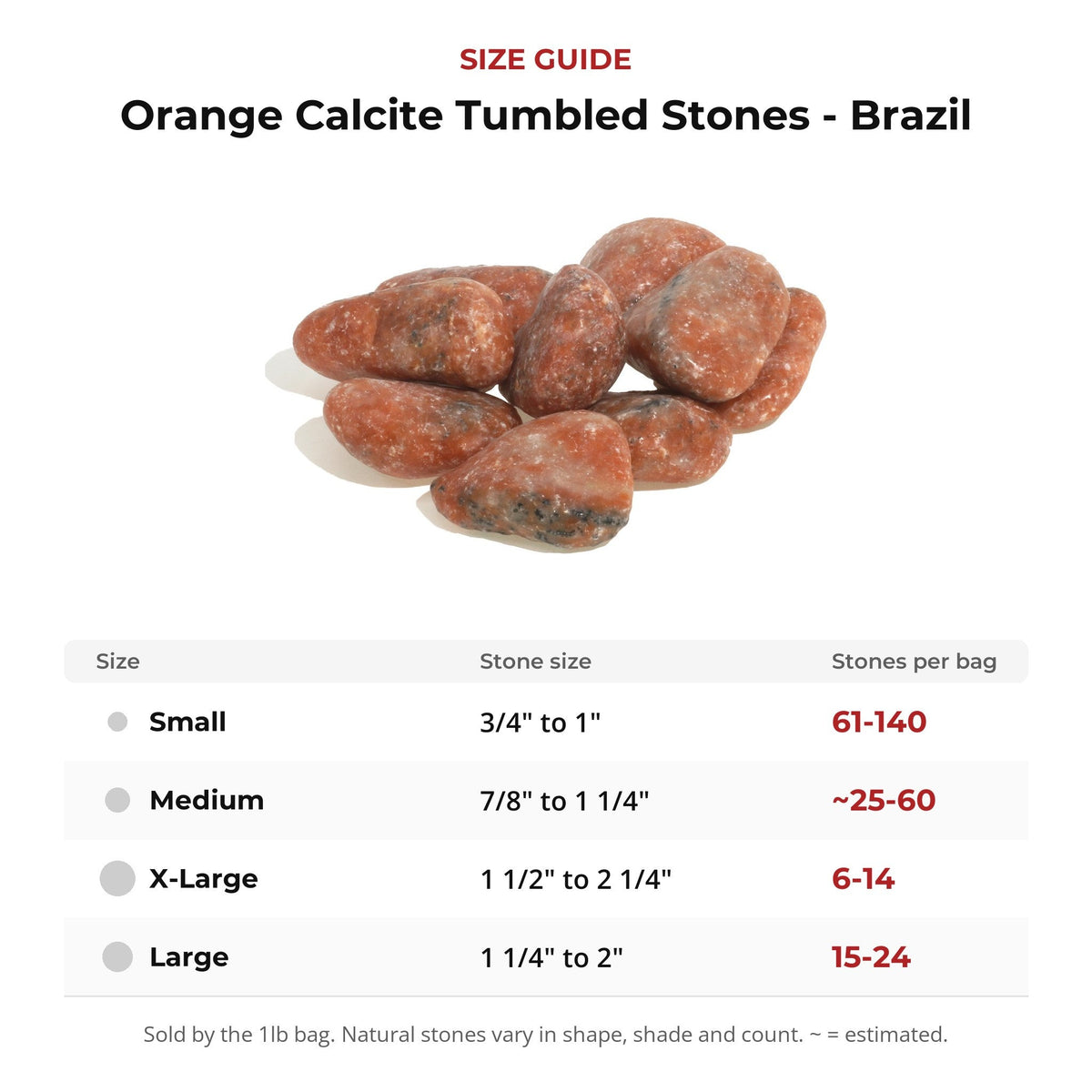 Orange Calcite Tumbled Stones - Brazil