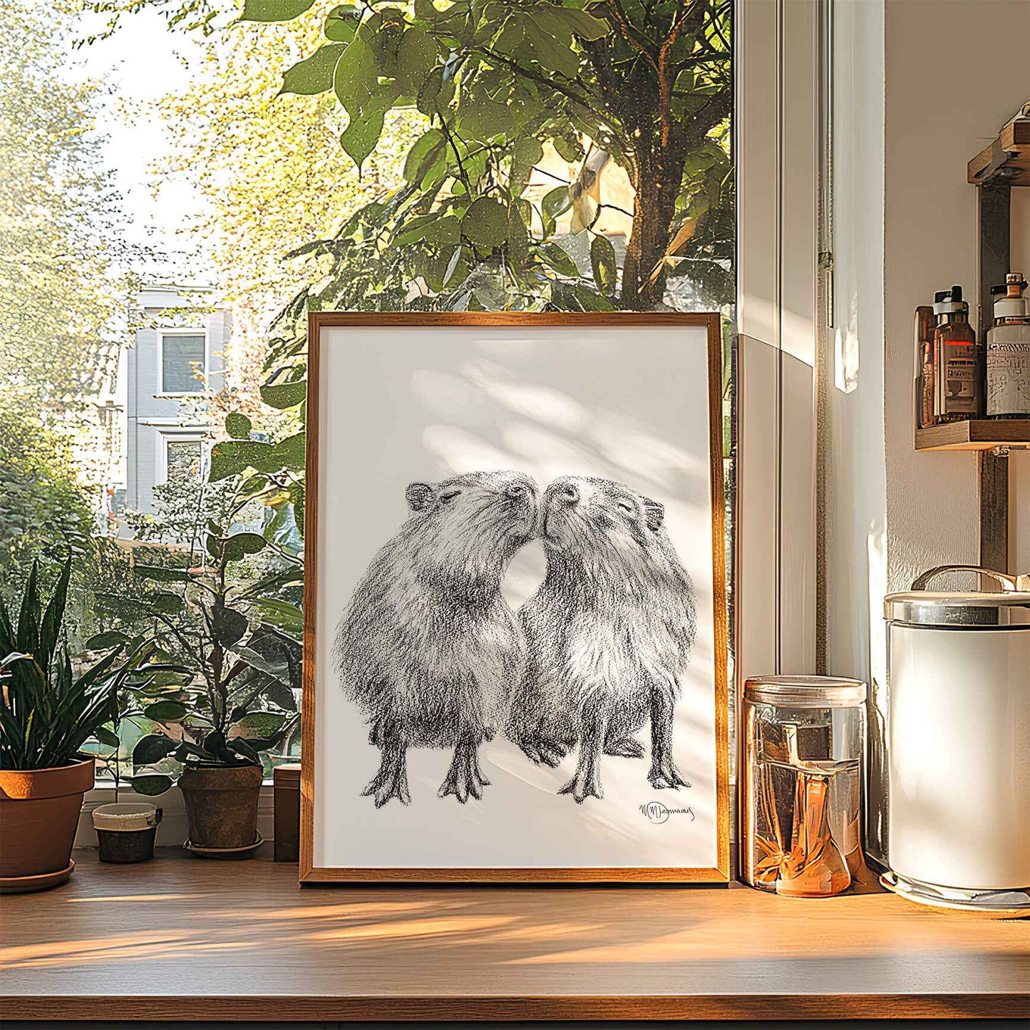 Kissing Capybaras - Animal Art Print