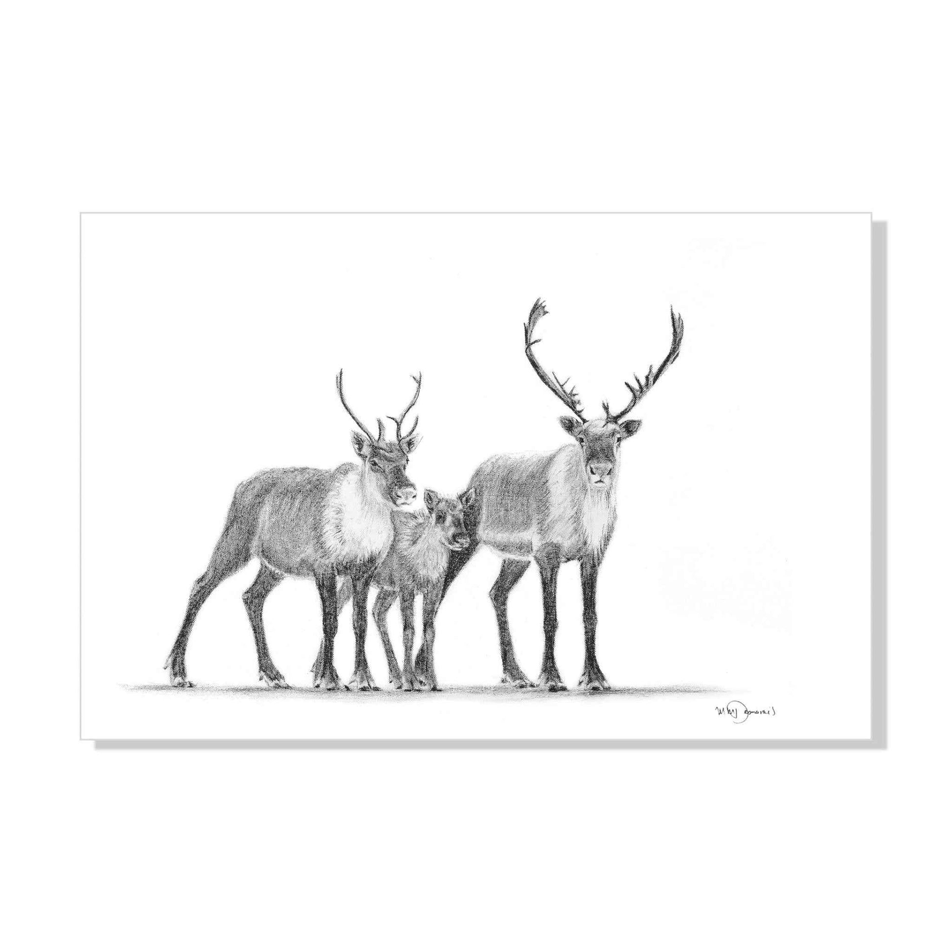 Caribous Family - Woodland Animal Wall Art