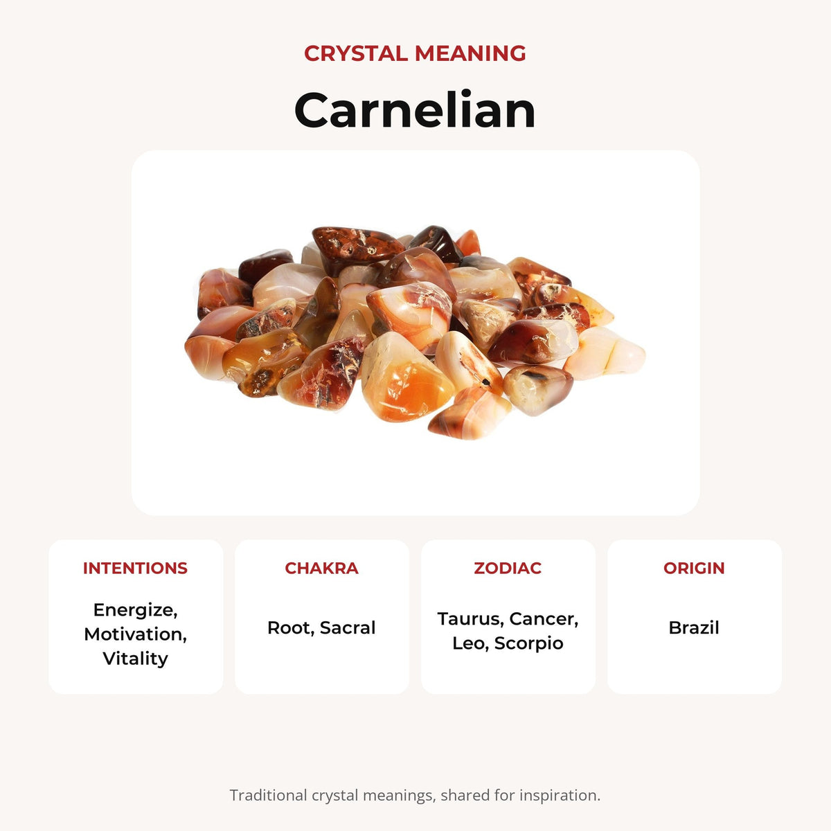 Carnelian E Tumbled Stones - Brazil
