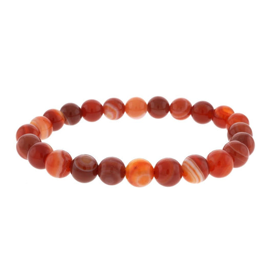 Carnelian Red Banded Round Bracelet - 8mm