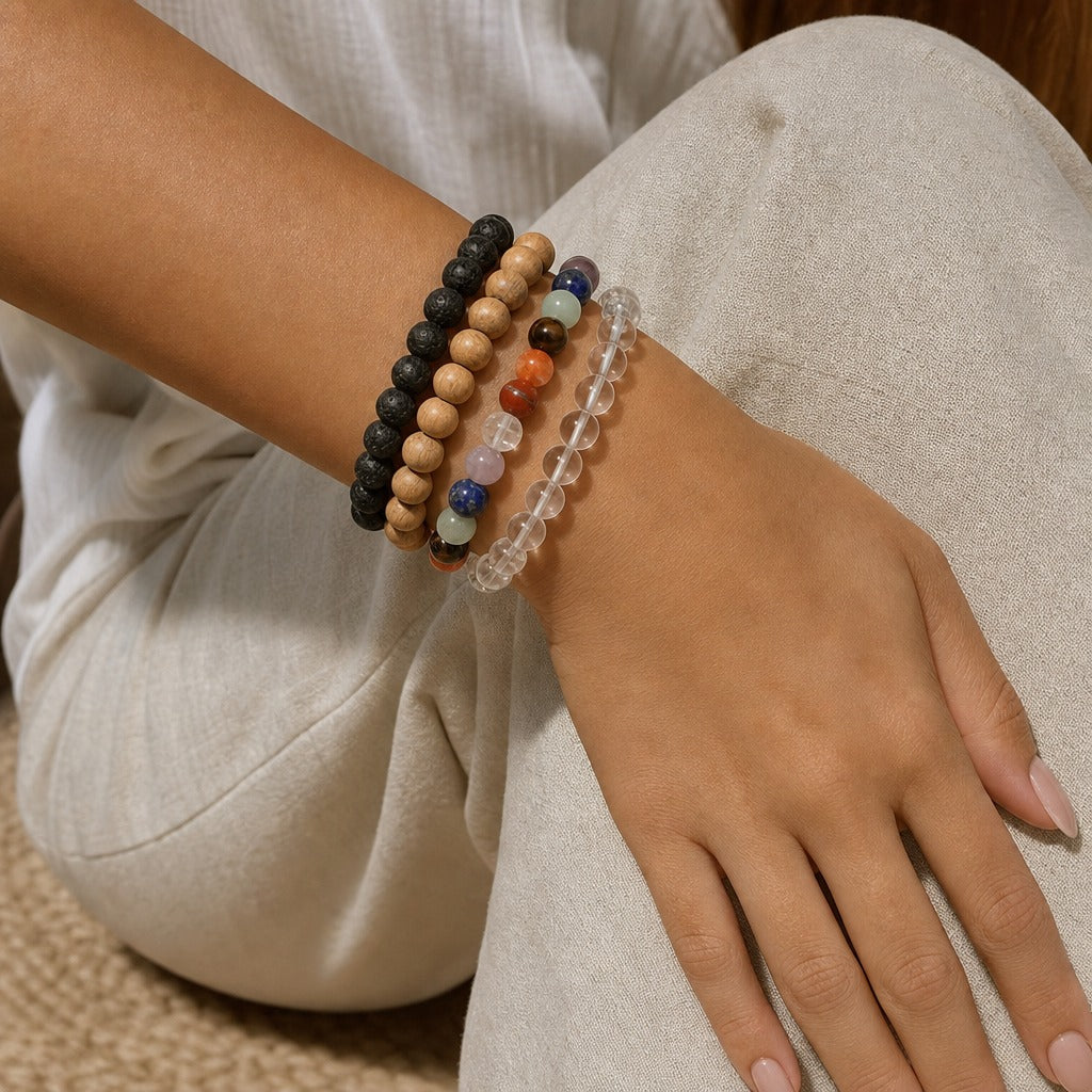 Chakra Stones Round Bracelet - 8mm
