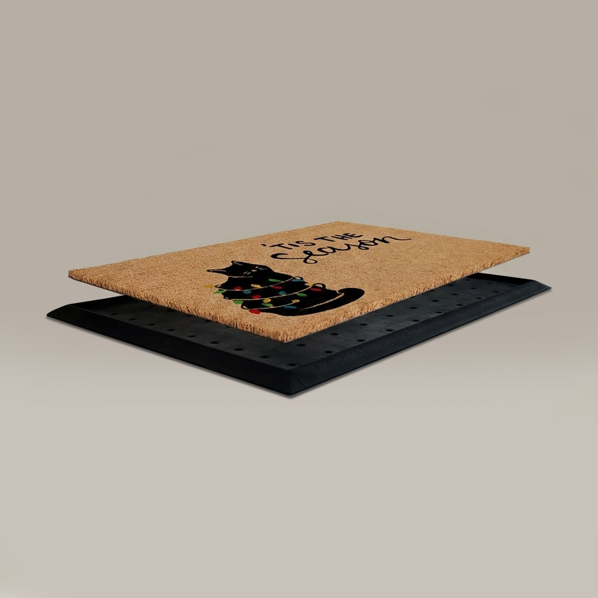 christmas+cat rectangular doormat set