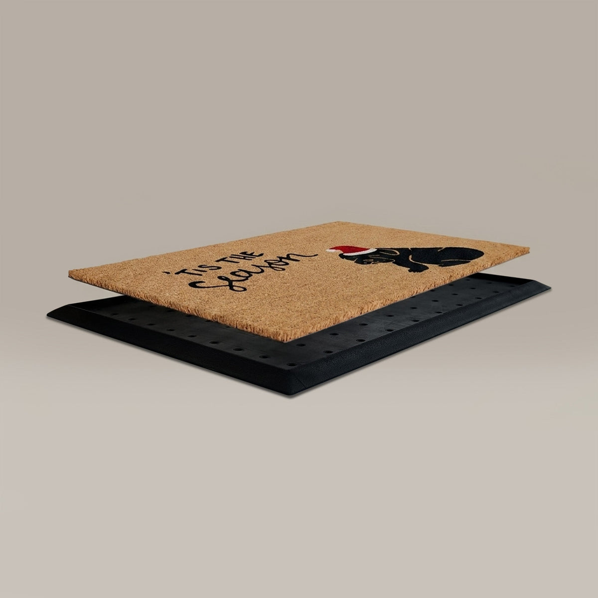 christmas+dog rectangular doormat set