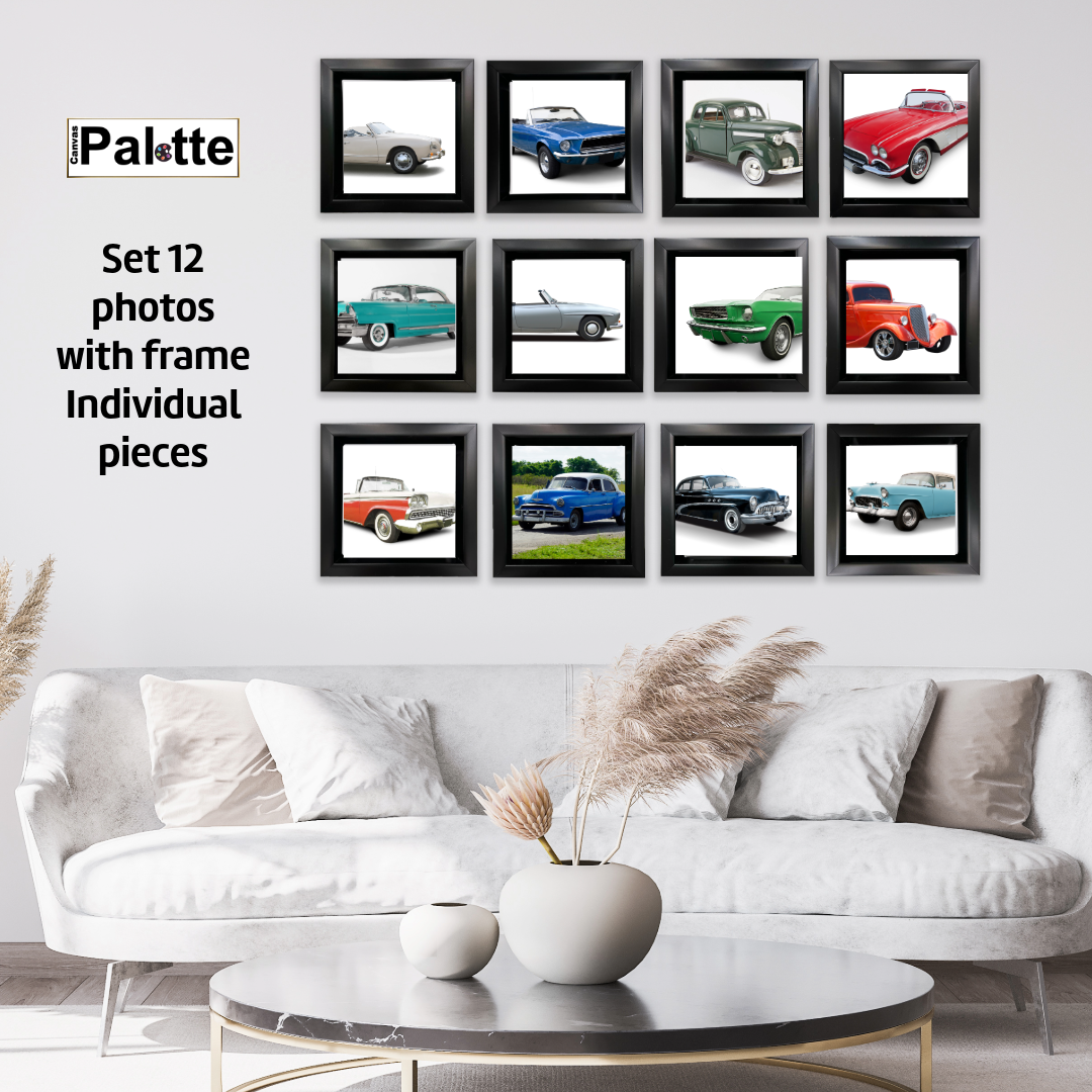 Leinwandbild-Set mit 12 gerahmten Quadraten