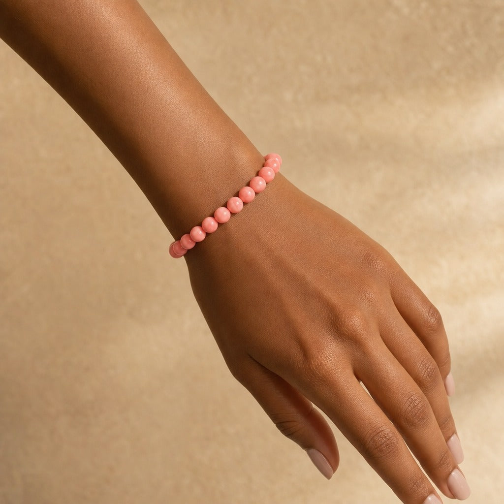 Pink Coral Bead Bracelet (Enhanced)