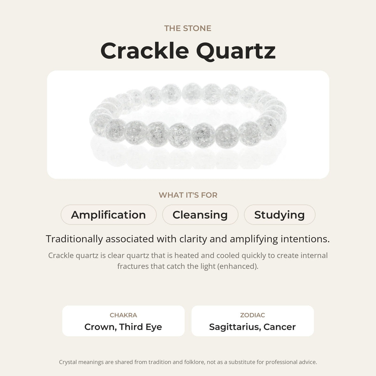 Crackle Quartz Round Bracelet - 8mm