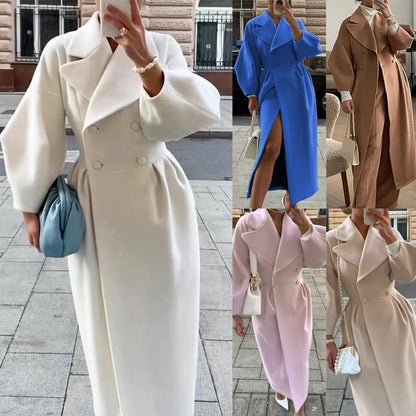 Women’s Vintage Lantern Sleeve Jacket – Oversized Lapel Collar Elegant Casual Coat