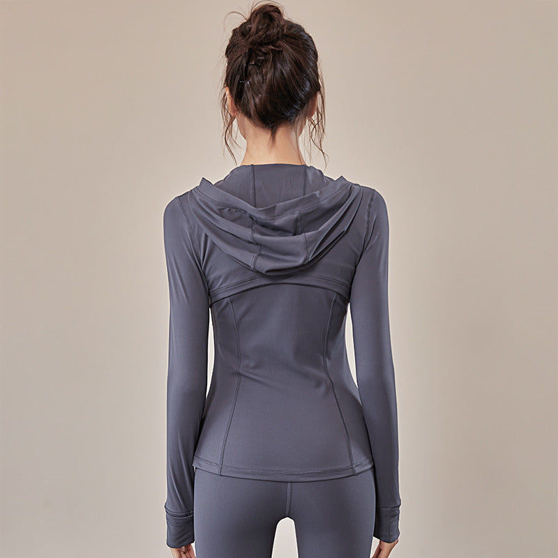Hooded Sportswear Women’s Outerwear – Breathable Workout Jacket