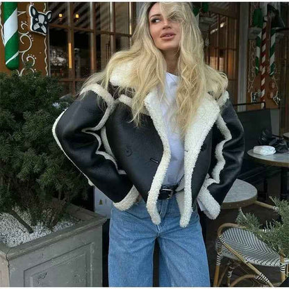 Women's Loose Lamb Wool Short Coat