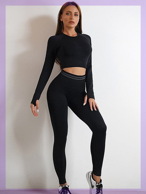 Women’s Seamless Sports Set – Workout Outfit with Booty Yoga Pants