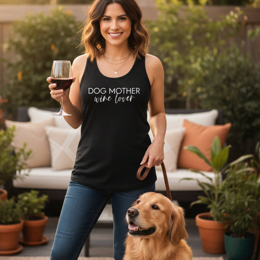 Dog Mother Wine Lover Racerback Tank Top