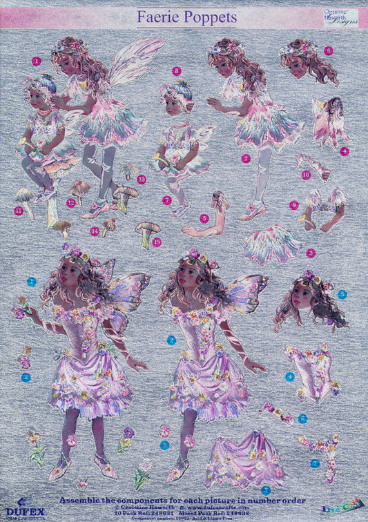 Faerie Poppets Metallic Die Cut-Little Girl on Mushroom