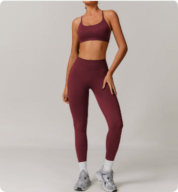 Women’s Seamless Beauty-Back Yoga Set – Quick-Dry Tight Running & Workout Activewear