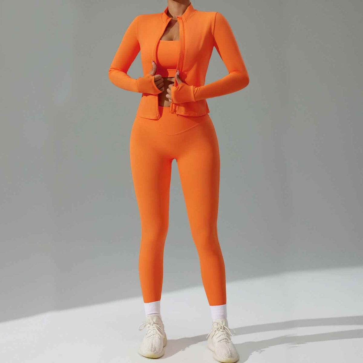 Three-Piece Running & Workout Set – Quick-Dry Sportswear with Cardigan