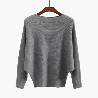Women’s Halter Neck Batwing Knit Pullover Top – Stretchy Relaxed-Fit Casual Sweater