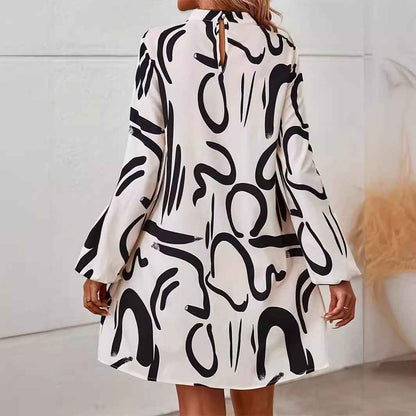 Women’s Elegant Long-Sleeve Round-Neck Dress – Classic Casual Midi Dress for Everyday Wear