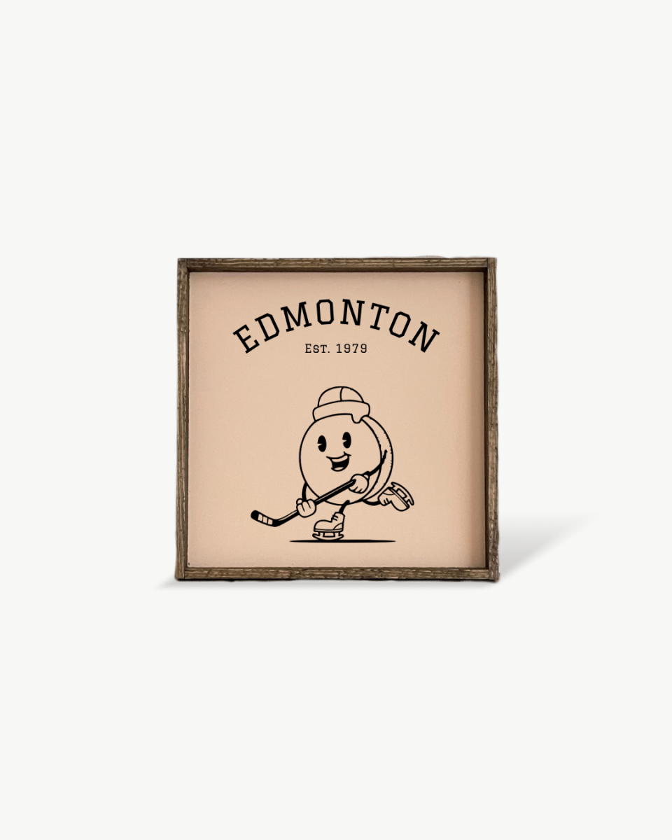 Edmonton Hockey Puck Wood Sign – Hockey-Inspired Wall Art