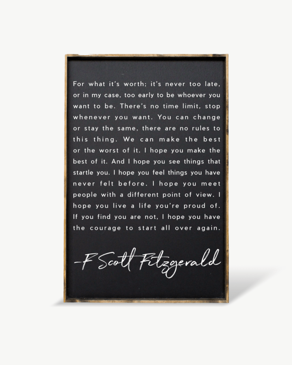 F. Scott Fitzgerald Wood Sign