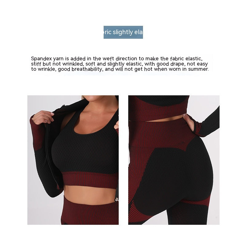 Women’s Three-Piece Yoga Workout Set – Tight-Fit Quick-Dry Exercise Activewear