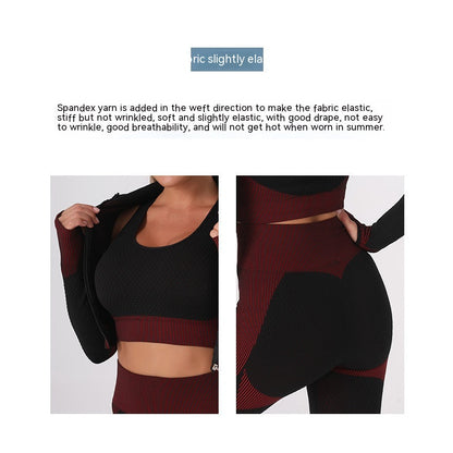 Women’s Three-Piece Yoga Workout Set – Tight-Fit Quick-Dry Exercise Activewear