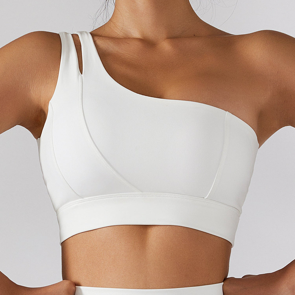 Women’s Ribbed One-Shoulder Yoga Set – Backless Sports Bra & Yoga Pants