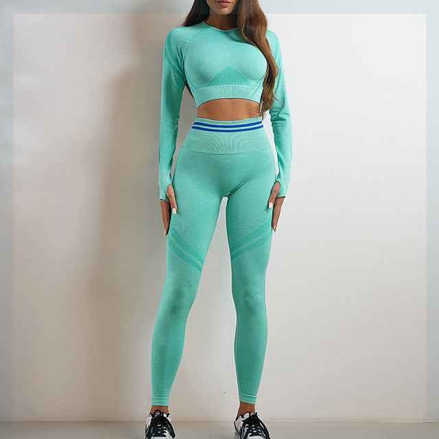 Women’s Seamless Sports Set – Workout Outfit with Booty Yoga Pants