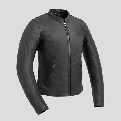 Women’s Motorcycle Leather Jacket. Lightweight Cowhide with Armor Pockets