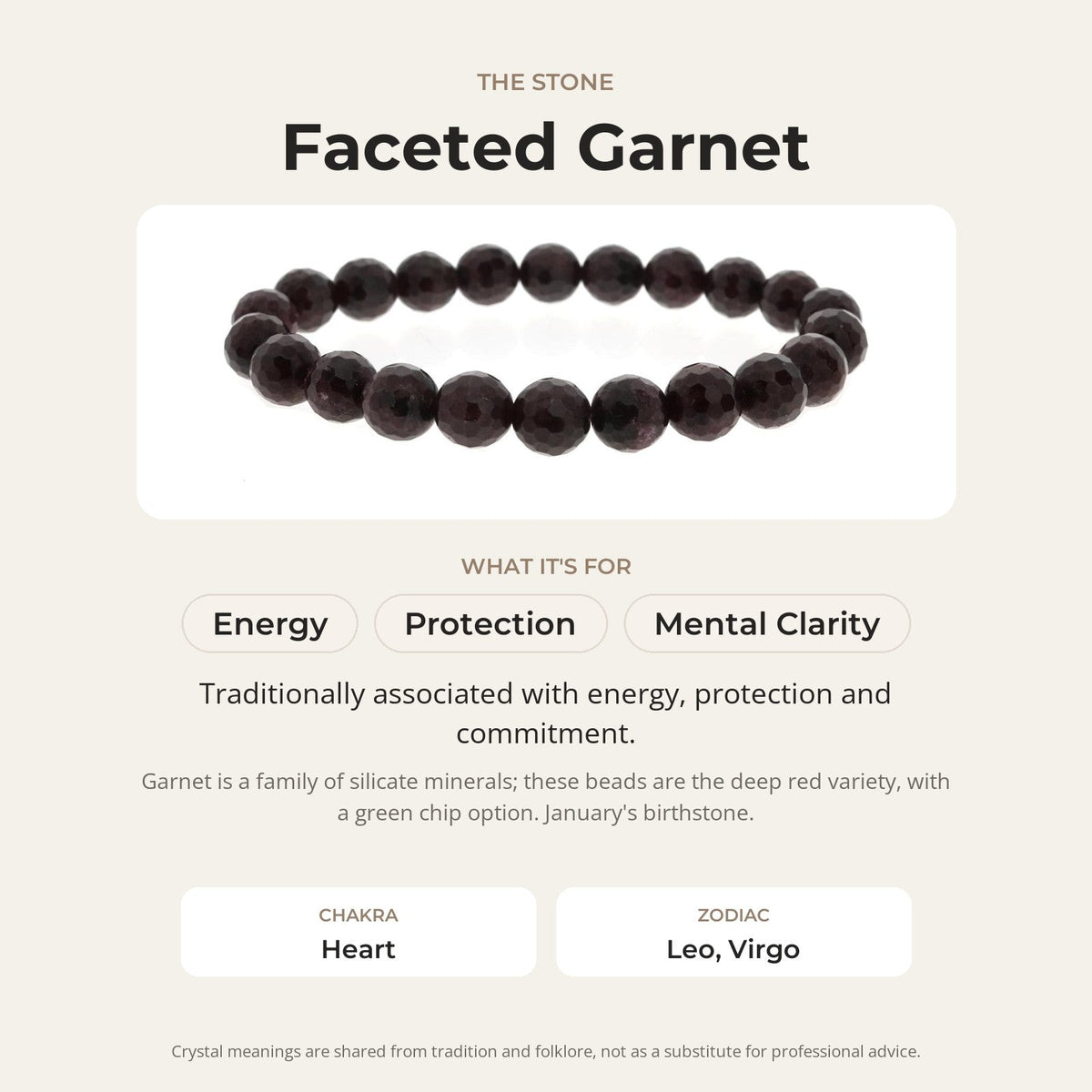Garnet B Faceted Round Bracelet - 8mm