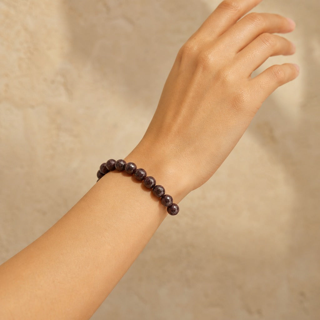Garnet B Faceted Round Bracelet - 8mm
