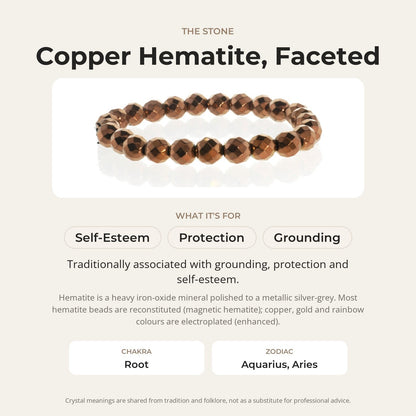 Hematite Faceted Copper Round Bracelet - 8mm