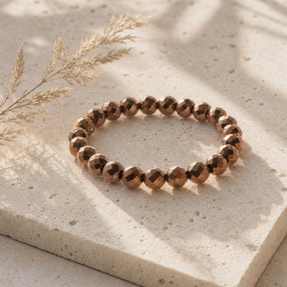 Hematite Faceted Copper Round Bracelet - 8mm