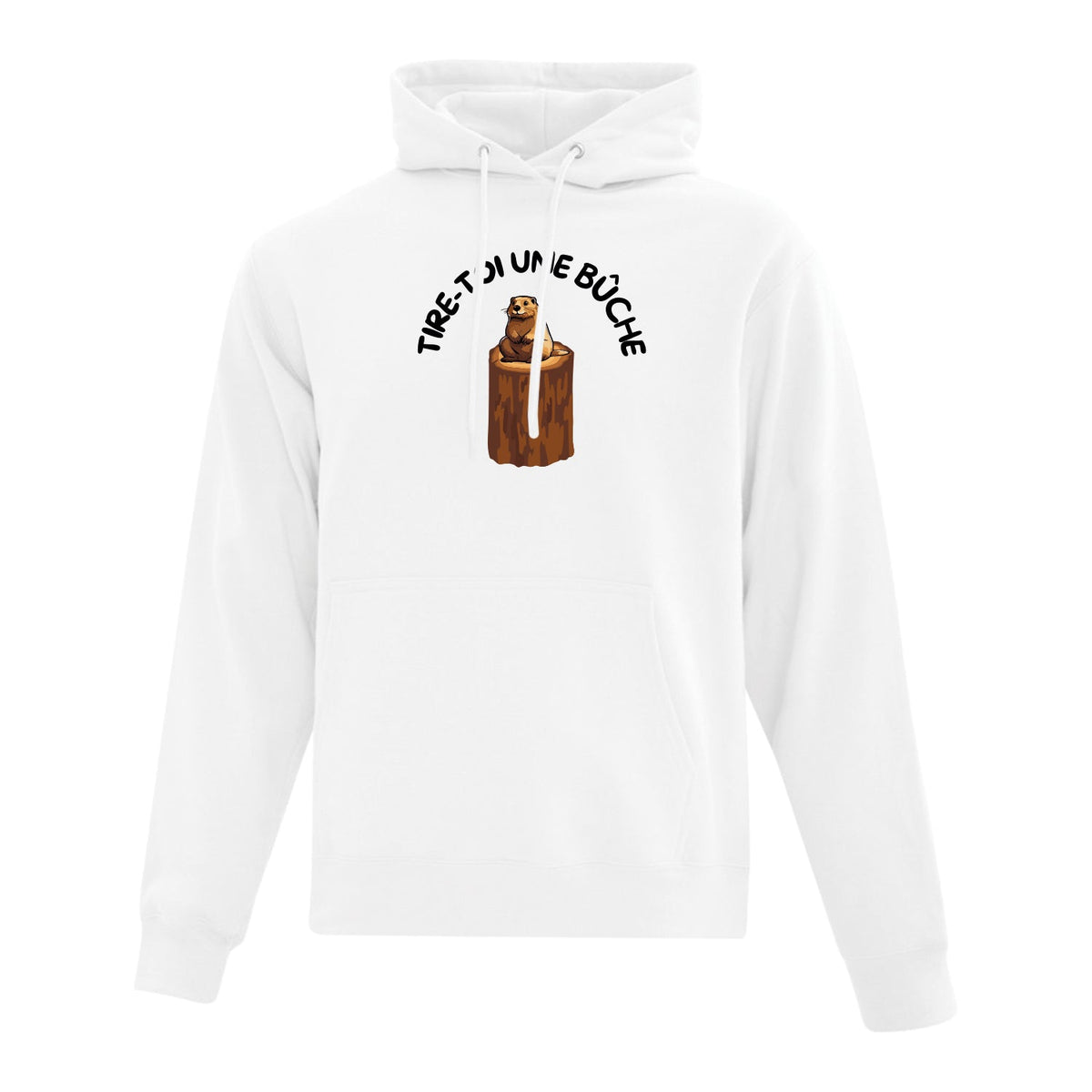 Hoodie "Tire-toi une bûche" imprimé