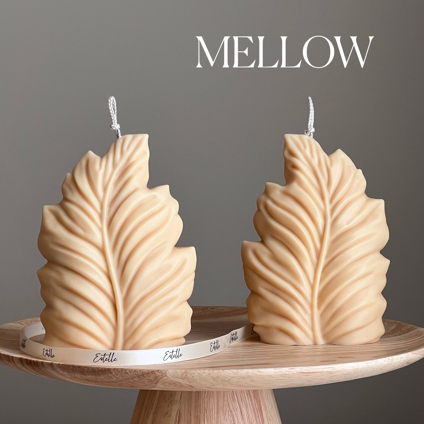 Handmade Leaf Pillar Soy Candle | Home Decor