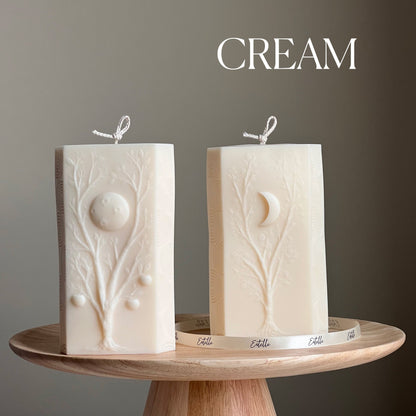 Moon Seasons Triangle Soy Candle | Handmade Pillar Candle