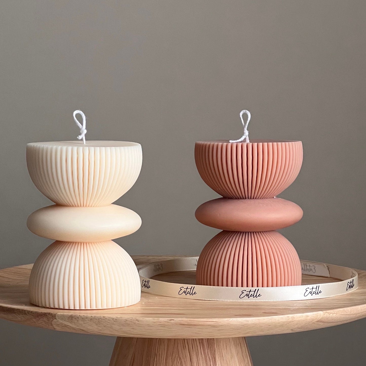 Geometric Soy Pillar Candle: Sculptural Home Decor