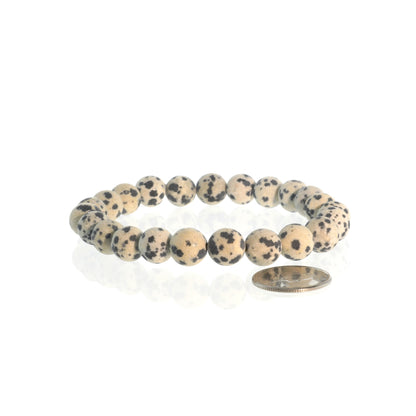 Dalmatian Jasper Matte Round Bracelet - 8mm