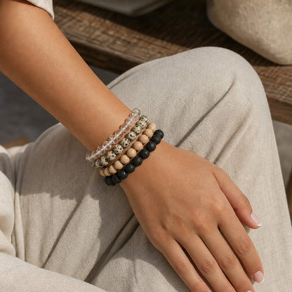 Dalmatian Jasper Matte Round Bracelet - 8mm