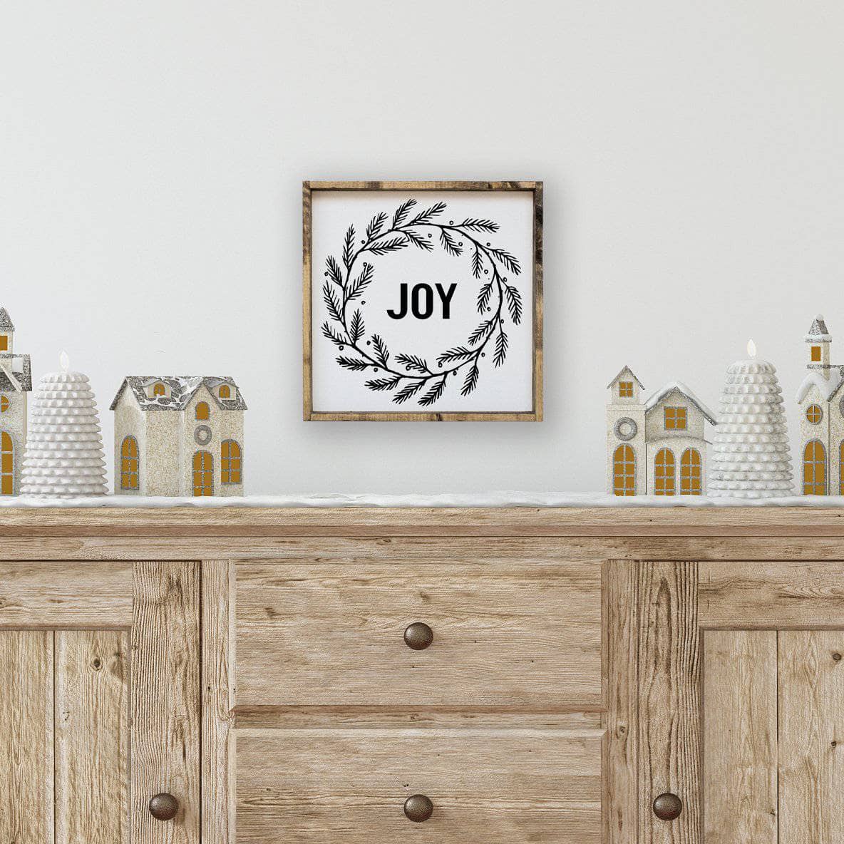Joy Wreath Wood Sign - AURABAGS SHOP