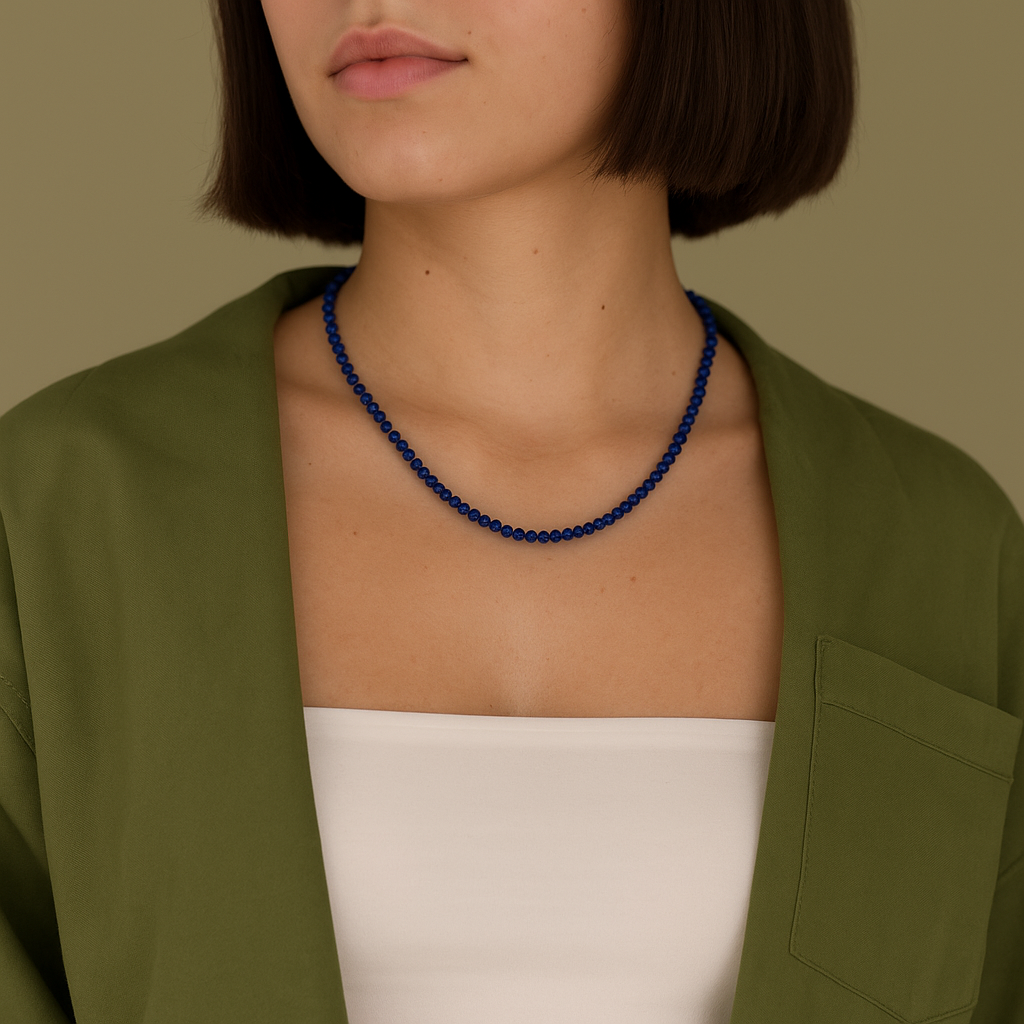 Lapis Lazuli Bead Necklace - 2-3mm