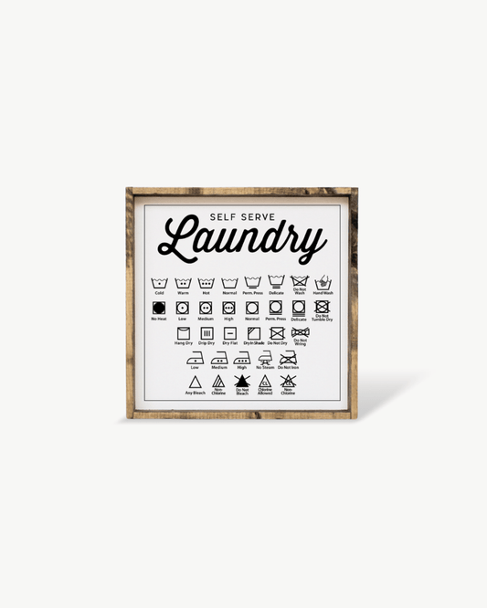Laundry Symbols Wood Sign - AURABAGS SHOP