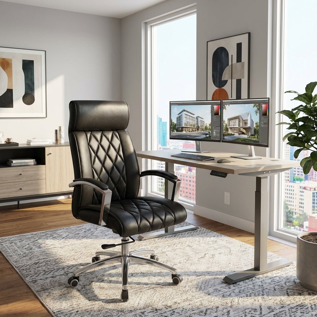 Lecce Diamond-Quilted Premium Leather Office Chair