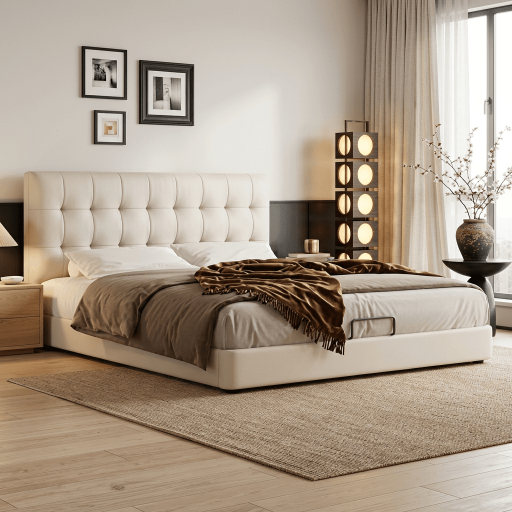 Leo Contemporary Eco-Leather Platform Bed