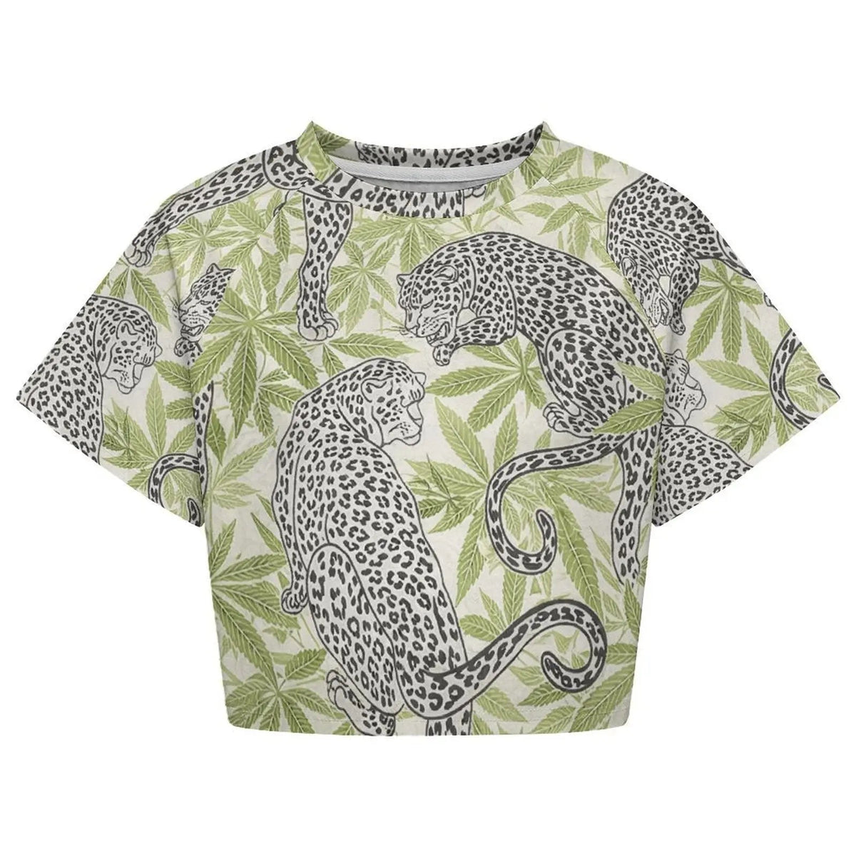 Leopard Cropped Raglan T-Shirt