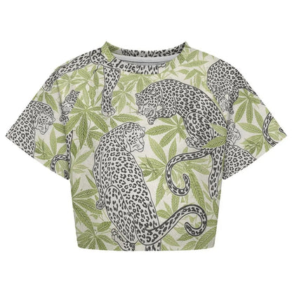 Leopard Cropped Raglan T-Shirt