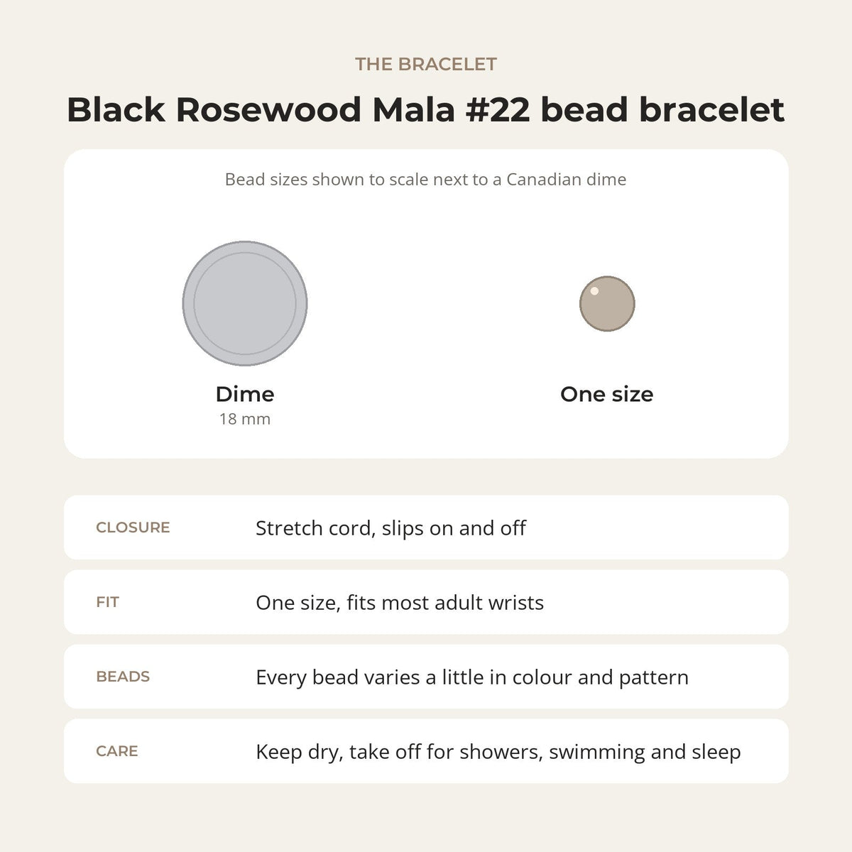 Mala Bracelet "Black Rosewood & Charm" #22