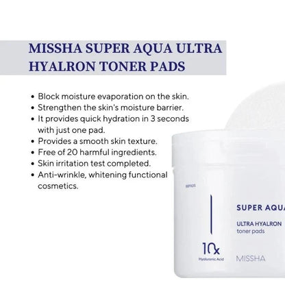 MISSHA Super Aqua Hyalron Toner Pads 180g / 90pads