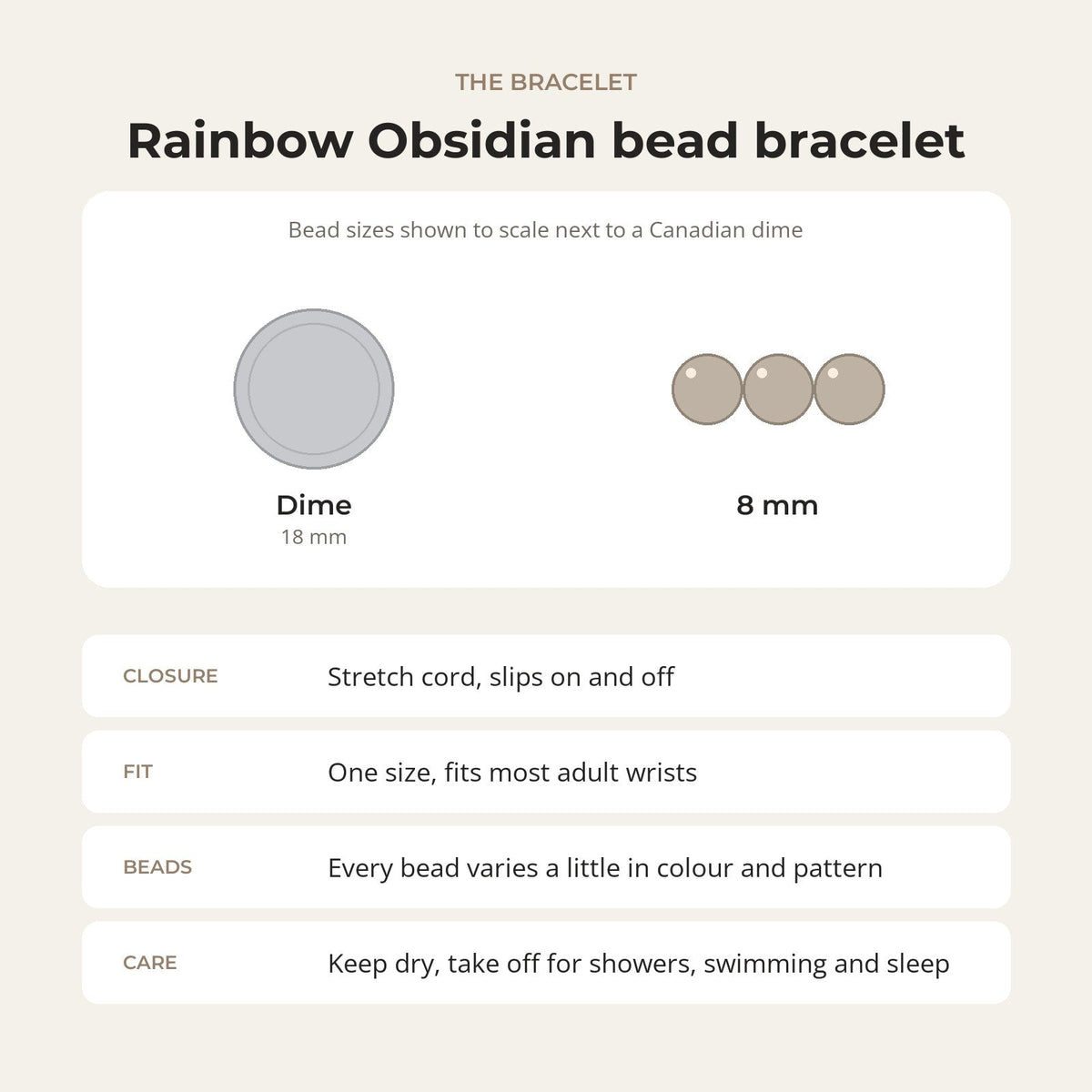 Obsidian Rainbow Round Bracelet - 8mm