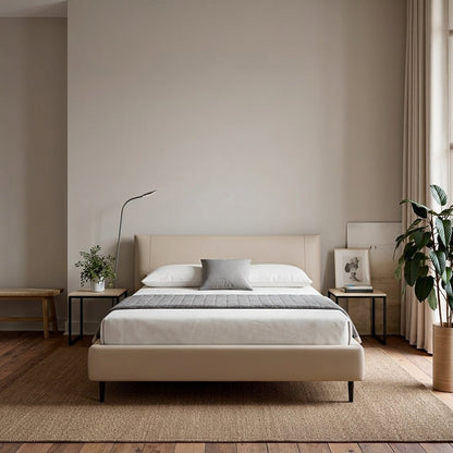 Ovalle Beige Leather Bed